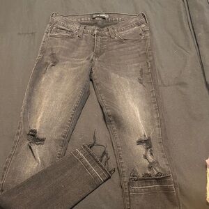 Flying Monkey Charcoal Distressed Ankle Jeans